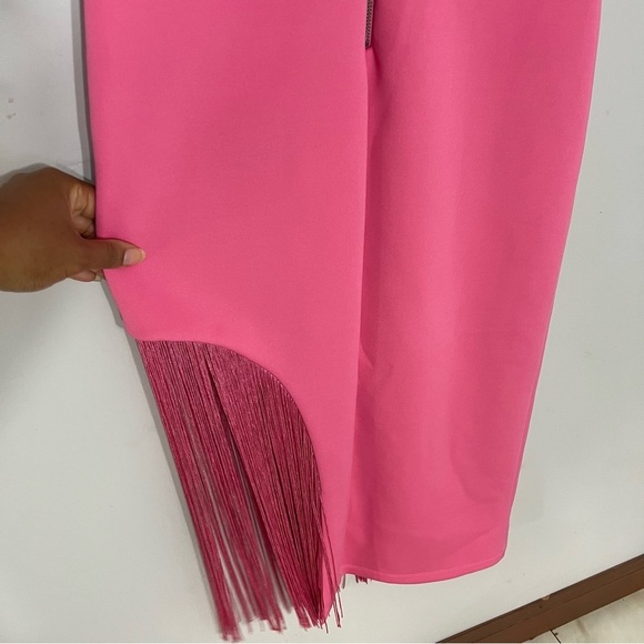 NWT Alice + Olivia Pink Midi Dress | Fringe | Cocktail Gown | Wedding Guest - Picture 15 of 17